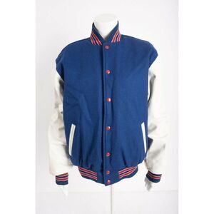 Rennoc Men Wool Leather Varsity Bomber Jacket Coat